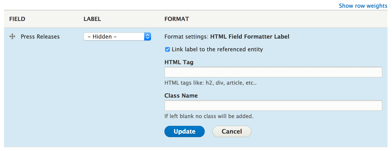 html formatter on node display