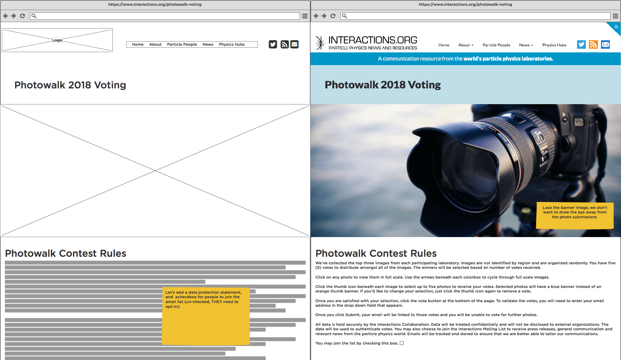 web design wireframe and web design mockup example